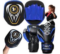 ONEX Boxing Set, Boxing Gloves, Kids Focus Pad, Punching Bag Set, Target Boxing Set, Training Set, MMA Set, Training Set, Hook & Jab Strike Pads For Boys & Girls (Blue)