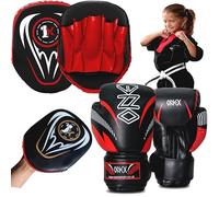 ONEX Boxing Set, Boxing Gloves, Kids Focus Pad, Punching Bag Set, Target Boxing Set, Training Set, MMA Set, Training Set, Hook & Jab Strike Pads For Boys & Girls (Red)