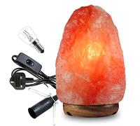ONEX Good Health Original Himalayan Salt Lamps with Button Switch, 3-5kg, Natural Himalayan Pink Salt Rock Lamp, Premium Quality Wooden Base, 2 Bulbs, UL Cord