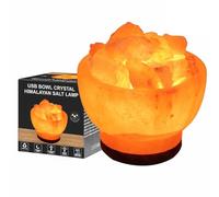 ONEX Himalayan Salt Lamp - USB Crystal Night Light with Wooden Base, Natural Rock Lamp for Sleep, Breathing, Home Décor, Desk or Bedroom (Bowl Design)