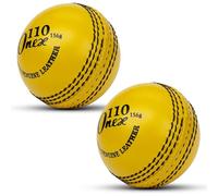 ONEX Leather Cricket Ball (Pack of 2) - Senior 5.5oz Hand Stitched Match Quality Balls for Training, Coaching, Practice, Swing, and Indoor Outdoor Play (Yellow)