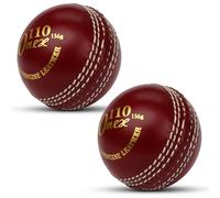 ONEX Leather Cricket Ball (Pack of 2) - Senior 5.5oz Hand Stitched Match Quality Balls for Training, Coaching, Practice, Swing, and Indoor Outdoor Play (Red)