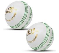 ONEX Leather Cricket Ball (Pack of 2) Senior Hand Stitched Match Quality Balls Weight 5.50oz Training coaching practice swing stitch Indoor Outdoor (White)