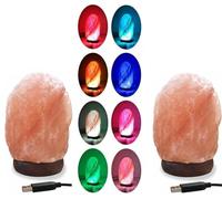 ONEX Salt Lamp Natural Himalayan Crystal Multi 7 Colors Changing USB Natural Salt Lamp Light Glow Hand Crafted Night Light for Lighting Pink Mini Lamp Home Decoration (Pack of 2)