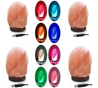 ONEX Salt Lamp Natural Himalayan Crystal Multi 7 Colors Changing USB Natural Salt Lamp Light Glow Hand Crafted Night Light for Lighting Pink Mini Lamp Home Decoration (Pack of 4)