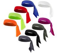 ONEYE 9 Pieces Unisex Tie Headbands Tie Back Bandanas Sport Head Tie Solid Hair Band Athletic Sweatbands for Tennis Ninja Karate Running Basketball Yoga Cycling