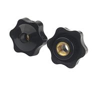 Oneyijun 10 Pcs M5 Head Diameter 32mm Black Plastic Star Shape Head Female Thread Clamping Knob Shape Hand Knobs Nuts Grip Through Hole Nut Handle Machine Tool