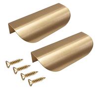 Oneyijun 2 Pcs Leaf Shape Cabinet Drawer Wardrobe Door Brass Gold DecorativeFurniture Pulls Handles Kitchen Door Drawer Pull Knobs with Screws for Bathroom Bedroom (117mm Style2)