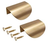 Oneyijun 2 Pcs Leaf Shape Cabinet Drawer Wardrobe Door Brass Gold DecorativeFurniture Pulls Handles Kitchen Door Drawer Pull Knobs with Screws for Bathroom Bedroom (60mm Style2)
