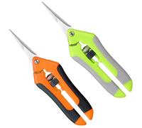 Oneyijun 2Pcs Pruning Shears, Professional Garden Secateurs with Stainless Steel Blades, Straight Tip Trimming Scissors for Plants, Flowers, Bonsai, Fruits, Gardening Hand Pruner (Green+Orange)