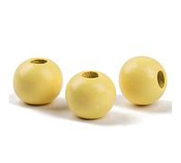 Oneyijun 50 Pcs Large Wooden Beads 20mm Natural Round Wood Beads Loose Beads, for Handmade Garlands Home Decorations Jewellery Making DIY Hand Crafts (Yellow)