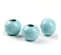 Oneyijun 50 Pcs Large Wooden Beads 20mm Natural Round Wood Beads Loose Beads, for Handmade Garlands Home Decorations Jewellery Making DIY Hand Crafts (Light Blue)