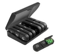 Oneyijun Weekly Pill Organiser 7 Day (3 Times Daily) - BPA Free Plastic Medication Box with XL Compartments for Vitamins, Supplements, Fish Oil, Pills - Portable Travel Pill Case (Black)