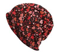 ONEYUAN Happy Valentine's Day Beanie Chemo Hat Cancer Headwear Knitted Hats Baggy Slouchy Scarf Nightcap for Adults Women Men-Heart Valentines Day-One Size