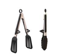 Onezebra 2 Pack 9 Inch Silicone Tongs, Kitchen Tongs with Stainless Steel Handle, Non-Slip, Heat Resistant, Ideal for BBQ, Salad, and Cooking (Black)
