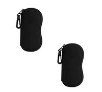 Onezebra 2 Pack Glasses Case, Sunglasses Case with Clip, Soft Portable Neoprene Eyeglass Case, Sun Glasses Case, Glasses Case for Men and Women, Ultra Light Sunglasses Safety Pouch (Black)