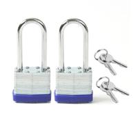 Onezebra 2 Pack Padlocks with Keys, Alloy Steel Padlocks with Keys Outdoor, Long Shackle Heavy Duty Laminated Steel for Weatherproof Use, Padlocks for School, Gym Locker, Office, Garage, Fence, Shed