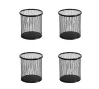 Onezebra 4 Pack Pen Holder, Pen Holder for Desk, Metal Pen Pots, Mesh Pencil Holder for Office, Home, Classroom (Black) (9 x 9.7 cm)