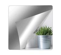 Onezebra 4 Pack Self Adhesive Mirror Tiles, 20x20cm 2MM Thick Acrylic Wall Mirror Stickers, Removable Mirror Sheets for Home Decoration, Bathroom, Bedroom - Easy Stick-On DIY Mirror Tiles