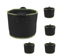 Onezebra 5-Pack 3 Gallon Grow Bags, Black, Grow Bags for Vegetables, Flowers, Herbs, Indoor/Outdoor Use, 22 cm (W) x 22 cm (L) x 25 cm (H)