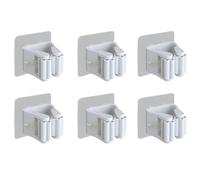 Onezebra 6Pcs Broom Holder Wall Mounted, Broom Holder, Mop Holder Wall Mounted, Self-Adhesive No Drill Wall Mounted Organizer Clip for Kitchen and Bathroom (White)