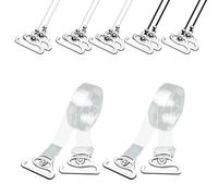 Onezebra 8 Pairs Clear Bra Straps for Women, Invisible Non-Slip Clear Back Bra Straps, Adjustable Transparent Bra Straps Holder for Strapless Bras - Clear Bra Straps Invisible for Seamless Support