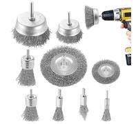 Onezebra 9 Pcs Wire Brush for Drill Set, Drill Brush Kit, Wire Brush Drill Attachment, Wire Brush with 1/4-Inch Shank Brush for Rust Removal, Paint Stripping, and Cleaning (Silver)