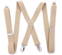 Onezebra Heavy Duty Mens Braces for Trousers - Adjustable X Shape Suspenders for Men with Strong Clips, Elastic Trouser Braces for Comfort and Durability