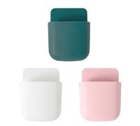 Onezebra Remote Control Holder, 3 Pack Self Adhesive wall mounted storage, remote control holder wall mounted,Versatile Container for Remotes, Phones, Pens and Keys(White + Pink + Blue)