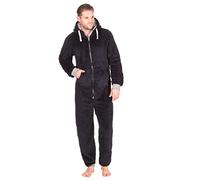 ONEZEE / STC Stores Mens Snuggle Fleece Hooded Winter All in One (S/M, Black)