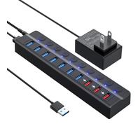 ONFINIO Powered USB Hub, 10-Port USB Splitter Hub
