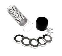 OnFireGuy Black Lid Capsule Tube & 20 Air-Tite 20mm Black Ring Coin Holders for 1/4oz Gold Maple Leaf