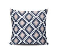 ONGING Decorative Throw Pillow Case Pink Gray and White Blush and Navy Diamond Ikat Pattern Pillowcase Cushion Cover One Side Design Printed Square Size 16x16 inch