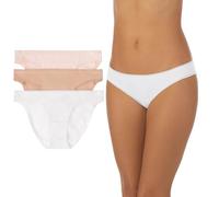 OnGossamer Women's Cabana Cotton Hip Bikini 3 Pack, Blush/White/Champagne, M
