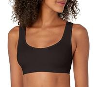 OnGossamer Women's Cabana Cotton Seamless Easy Tank Wireless Bralette, Opaque, Black, L