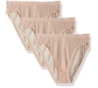 OnGossamer Women's Gossamer Mesh High Cut Brief Panty, 3 Pack, Champagne, L (Pack of 3)