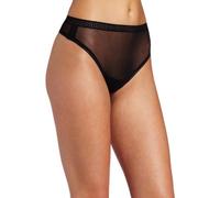 OnGossamer Women's Mesh Hi Cut Panty Thong - Black - M-L