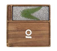 ONGROK Natural Acacia Wood Decorative Tray | Large Rolling Surface, Handmade, Sustainable Wood, Easy to Clean, No Spill (Leaf Design, 9.5" x 9.5")