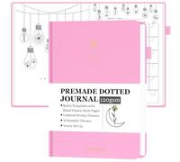 ONGROX Premade Bullet Style Notebook with Hand-Drawn Pages, Dotted Journal with Unique Pre-Made Bullet Templates, Undated Planner with Weekly Spreads & Monthly Themes, 12 Months, A5 Linen Hardcover