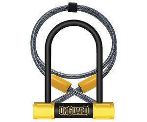 Onguard Bulldog 8015 Mini D-Lock 140mm, 13mm Diameter Shackle, Includes 120cmx10mm Looped Cable, Silver Sold Secur