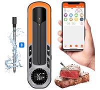 Onherm Smart Wireless Meat Temperature Probe Thermometer 152 m Bluetooth Grill Thermometer with Display, Heat Resistant up to 275°C, Digital Kitchen Thermometer for Oven, BBQ Grill, Rotisserie