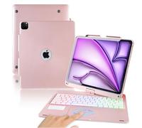 ONHI for iPad 13 pro case with Keyboard & iPad Air 13 inch case Keyboard, Rainbow Backlit Wireless and 360 Rotatable,Compatible with Pro 12.9 inch 6th, 5th, 4th, 3rd Gen(Rose Gold)