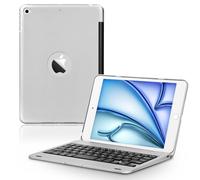 ONHI Ultra-Slim Wireless Keyboard Case for iPad Mini 4 / Mini 5, Durable Plastic Alloy Shell, Smart Folio Case with Auto Sleep/Wake Function, Silent Typing Experience (iPad Mini 4/5 Sliver)