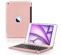 ONHI Wireless Keyboard Case for iPad Keyboard Case Aluminum Shell Smart Folio Case Auto Sleep/Wake, Silent Typing (Mini 5 Rose Gold)