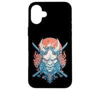 Oni Demon Katana Samurai Fire Mask Case for iPhone 16 Plus