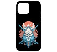 Oni Demon Katana Samurai Fire Mask Case for iPhone 16 Pro Max