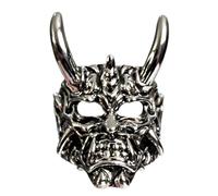 Oni Demon Mask Samurai Ring Gothic Biker Jewelry Japanese Punk Heavy Metal Statement Ring