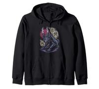 Oni Demon Wolf with Horns and Fire Japanese Legend Zip Hoodie