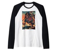 Oni Mask Tattoo - Japanese Yokai Raglan Baseball Tee