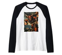 Oni Mask Tattoo - Japanese Yokai Raglan Baseball Tee